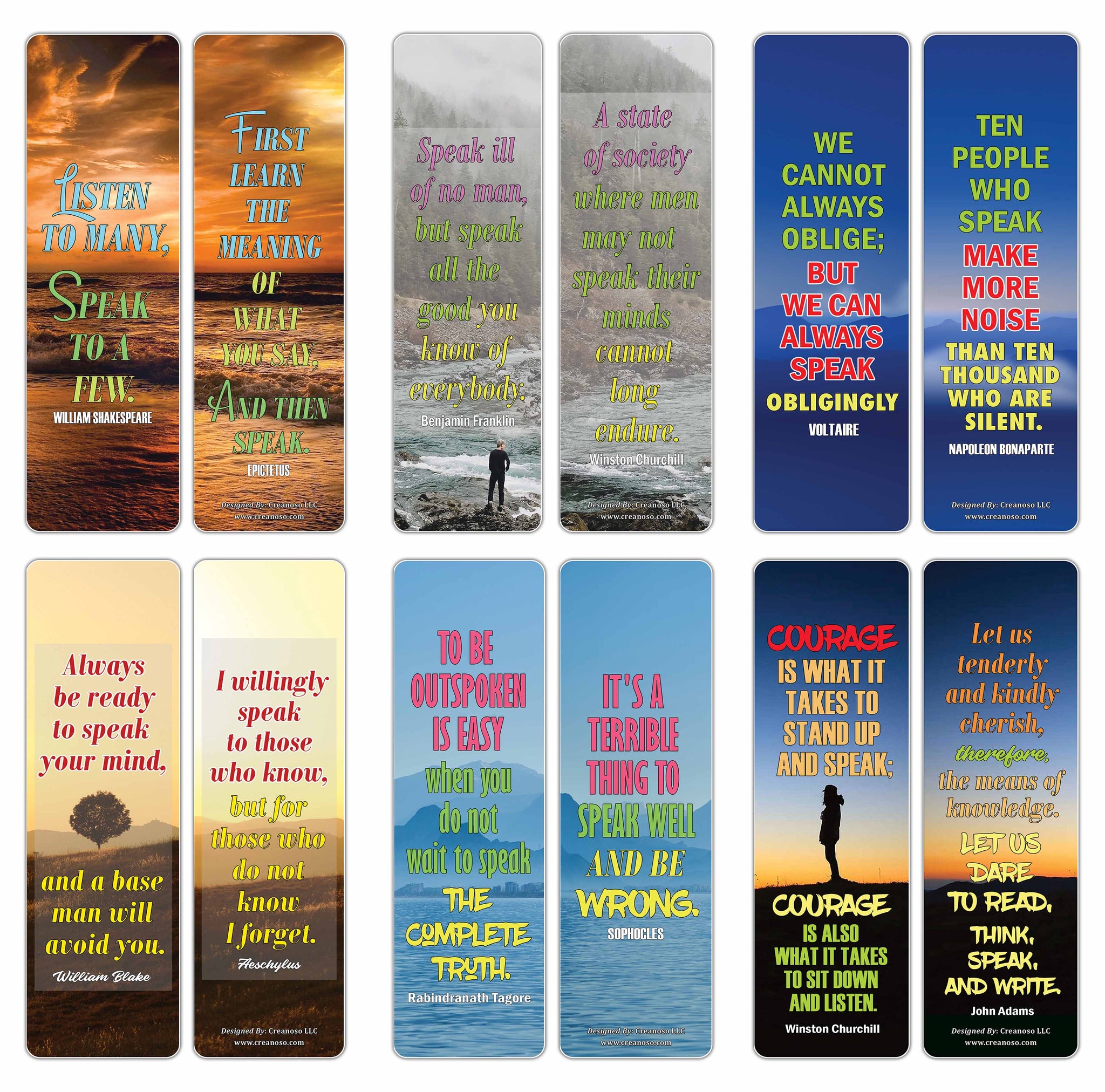 Creanoso Motivational Speak Up Quotes Bookmarks Series 1 - Cool Unique Book Reading Rewards Incentives