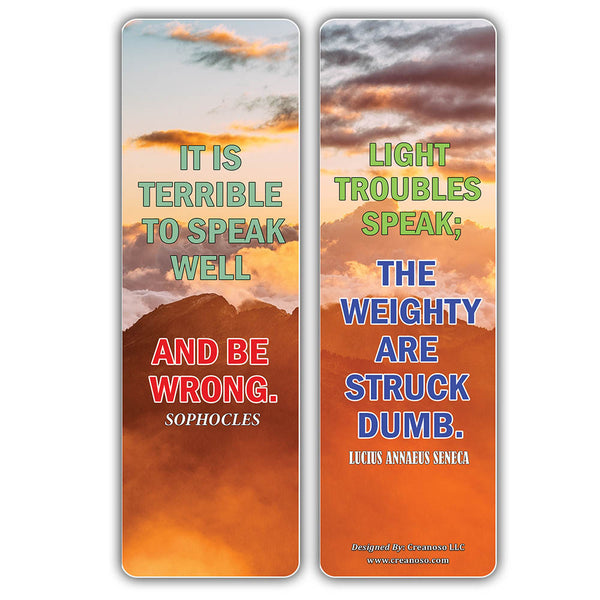 Creanoso Speak Up Quotes Series 2 Quotes Bookmarks (30-Pack) â€“ Premium Gift Set for Adults â€“Epic Collection Set Book Page Clippers â€“ Gifts for Men, Women Leaders, Businessman, Executives