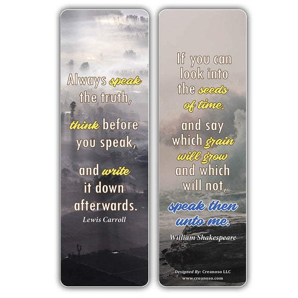Creanoso Speak Up Quotes Series 2 Quotes Bookmarks (30-Pack) â€“ Premium Gift Set for Adults â€“Epic Collection Set Book Page Clippers â€“ Gifts for Men, Women Leaders, Businessman, Executives