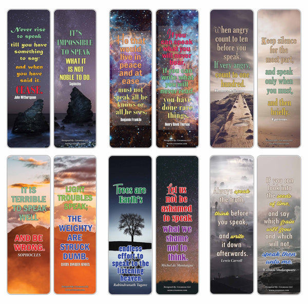 Creanoso Motivational Speak Up Quotes Bookmarks Series 2 - Unique Office Supplies Party Favors Kit - Cool Teacher Gifts for Students