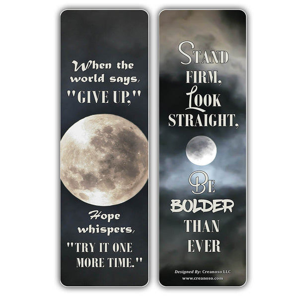 Creanoso Be Strong Quotes Moon Bookmarks (30-Pack) â€“ Great Party Favors Card Set â€“ Epic Collection Set Book Page Clippers â€“ Cool Gifts for Men, Women, Teens, Bookworms â€“ DIY Kit â€“ Student Gifts