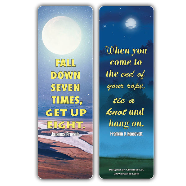 Creanoso Be Strong Quotes Moon Bookmarks (30-Pack) â€“ Great Party Favors Card Set â€“ Epic Collection Set Book Page Clippers â€“ Cool Gifts for Men, Women, Teens, Bookworms â€“ DIY Kit â€“ Student Gifts