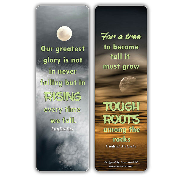 Creanoso Be Strong Quotes Moon Bookmarks (30-Pack) â€“ Great Party Favors Card Set â€“ Epic Collection Set Book Page Clippers â€“ Cool Gifts for Men, Women, Teens, Bookworms â€“ DIY Kit â€“ Student Gifts