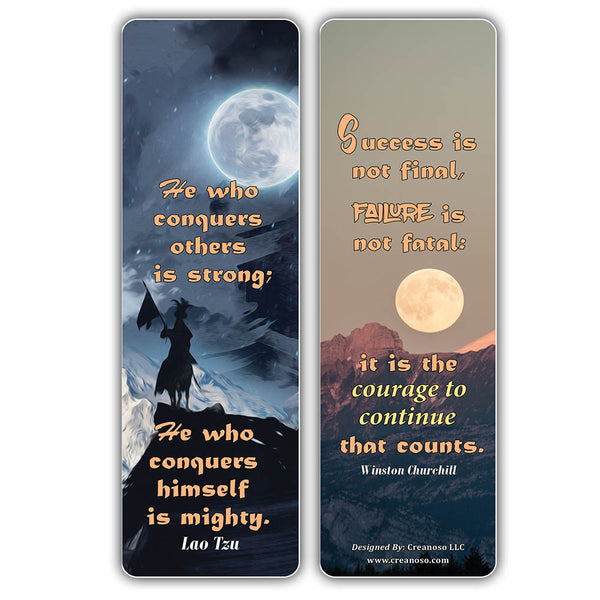 Creanoso Be Strong Quotes Moon Bookmarks (30-Pack) â€“ Great Party Favors Card Set â€“ Epic Collection Set Book Page Clippers â€“ Cool Gifts for Men, Women, Teens, Bookworms â€“ DIY Kit â€“ Student Gifts