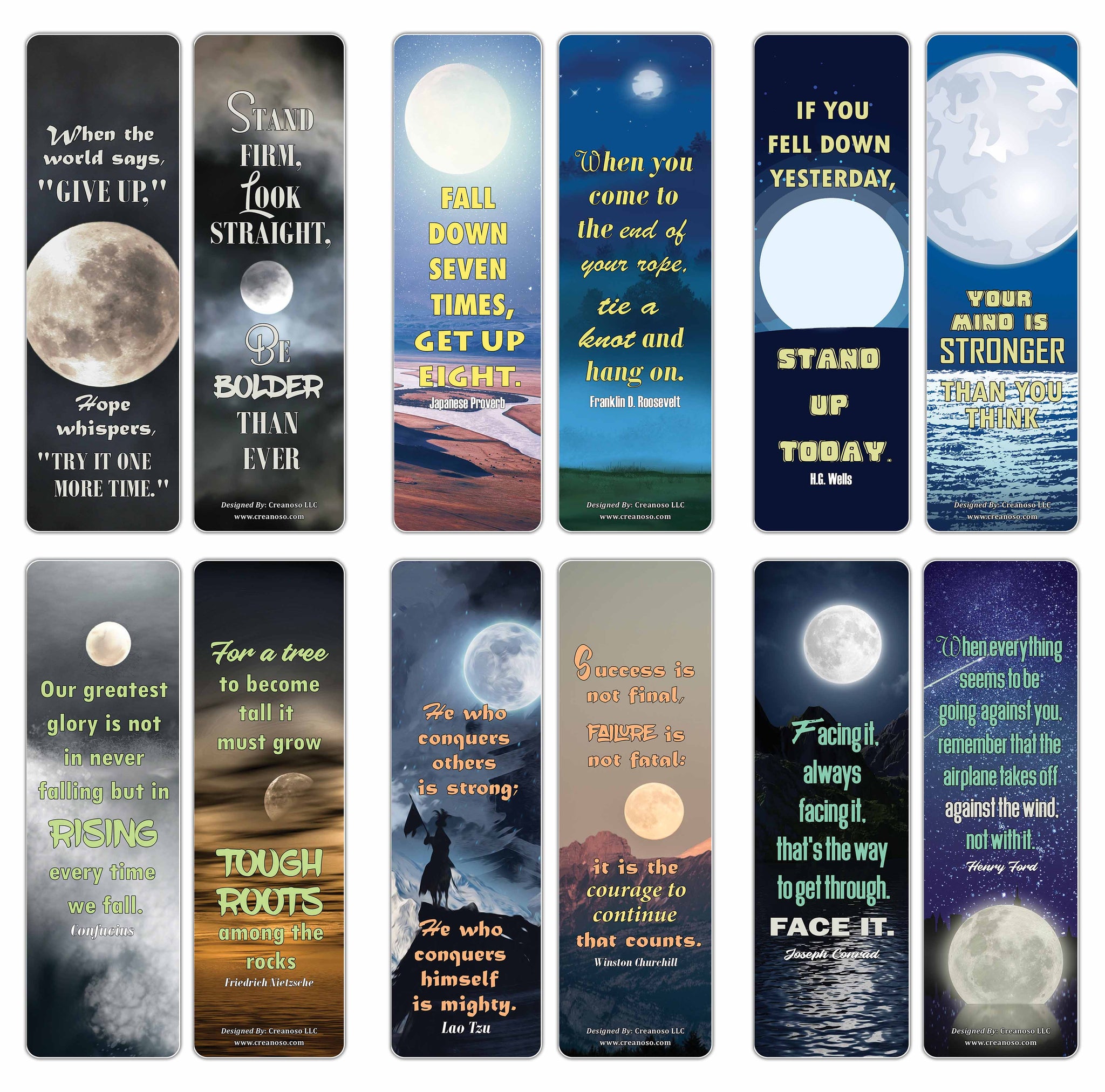 Creanoso Moon Light Be Strong Quotes Bookmarks   - Unique Office Supplies Party Favors Kit - Cool Teacher Gifts for Students
