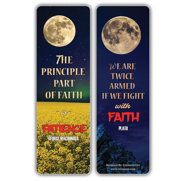 Creanoso Have Faith Quotes Moon Bookmarks (60-Pack) Ã¢â‚¬â€œ Great Party Favors Card Set Ã¢â‚¬â€œ Epic Collection Set Book Page Clippers Ã¢â‚¬â€œ Cool Gifts for Men, Women, Teens, Bookworms Ã¢â‚¬â€œ DIY Kit Ã¢â‚¬â€œ Teacher Rewards