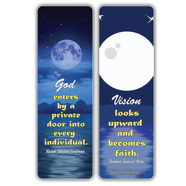 Creanoso Moon Light Have Faith Quotes Bookmarks (30-Pack) â€“ Awesome Bookmarks for Bookworm, Bibliophiles â€“ Unique Book Reading Page Binders â€“ Stocking Stuffers Gifts Rewards Token Ideas