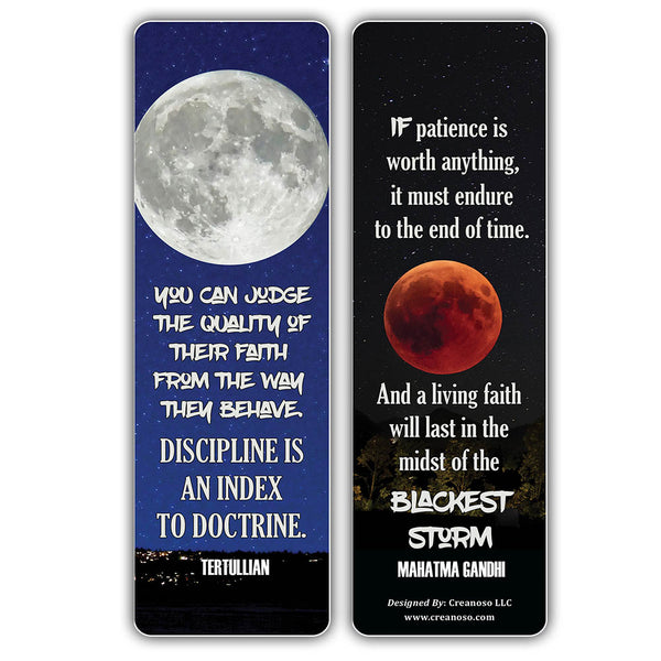 Creanoso Have Faith Quotes Moon Bookmarks (60-Pack) Ã¢â‚¬â€œ Great Party Favors Card Set Ã¢â‚¬â€œ Epic Collection Set Book Page Clippers Ã¢â‚¬â€œ Cool Gifts for Men, Women, Teens, Bookworms Ã¢â‚¬â€œ DIY Kit Ã¢â‚¬â€œ Teacher Rewards