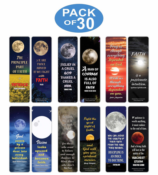 Creanoso Moon Light Have Faith Quotes Bookmarks (30-Pack) â€“ Awesome Bookmarks for Bookworm, Bibliophiles â€“ Unique Book Reading Page Binders â€“ Stocking Stuffers Gifts Rewards Token Ideas