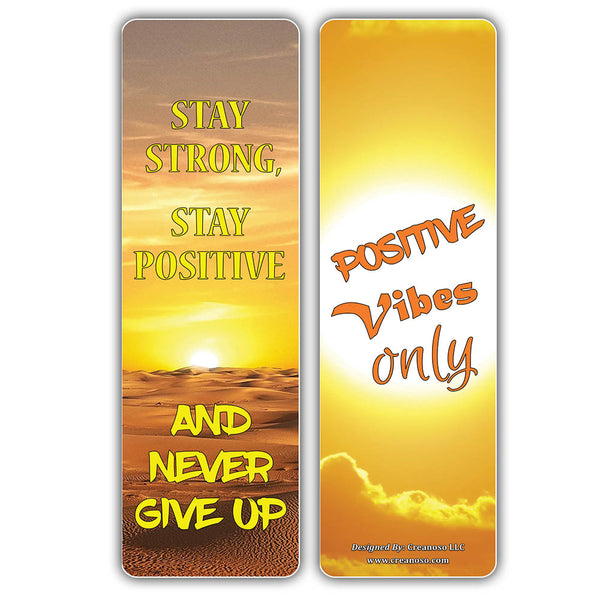 Creanoso Sun Light Stay Positive Quotes Bookmarks (30-Pack) â€“ Awesome Bookmarks for Bookworm, Bibliophiles â€“ Unique Book Reading Page Binders â€“ Stocking Stuffers Gifts Rewards Token Ideas