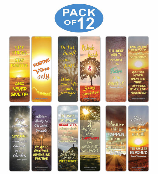 Creanoso Stay Positive Quotes Sun Bookmarks - Cool Party Favors DIY Kit - College Student Gifts