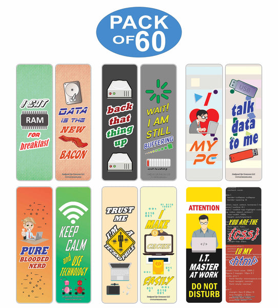 Creanoso Funny Techie Sayings Bookmarks - Cool Stocking Stuffers Gifts for Tech Lovers