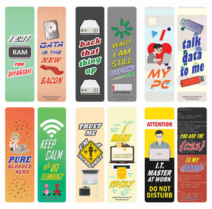 Creanoso Techie Sayings Technology Bookmarks (30-Pack) â€“ Awesome Bookmarks for Geeks, Nerds, Tech Lovers â€“ Unique Book Reading Page Binders â€“ Stocking Stuffers Gifts Rewards Token Ideas