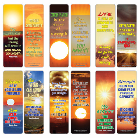 Creanoso Be Strong Quotes Sun Bookmarks - Cool Party Favors DIY Kit - College Student Gifts