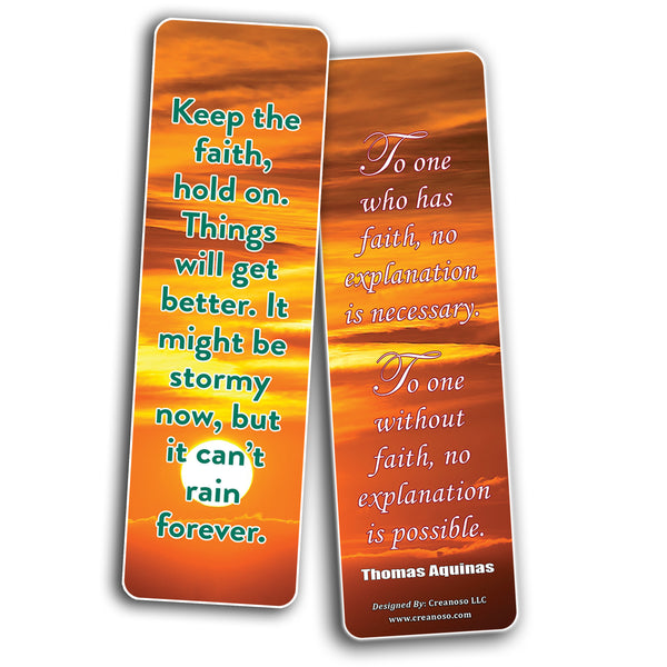Creanoso Have Faith Inspirational Sayings Sun Bookmark Cards (12-Pack) â€“ Premium Gifts Bookmarks