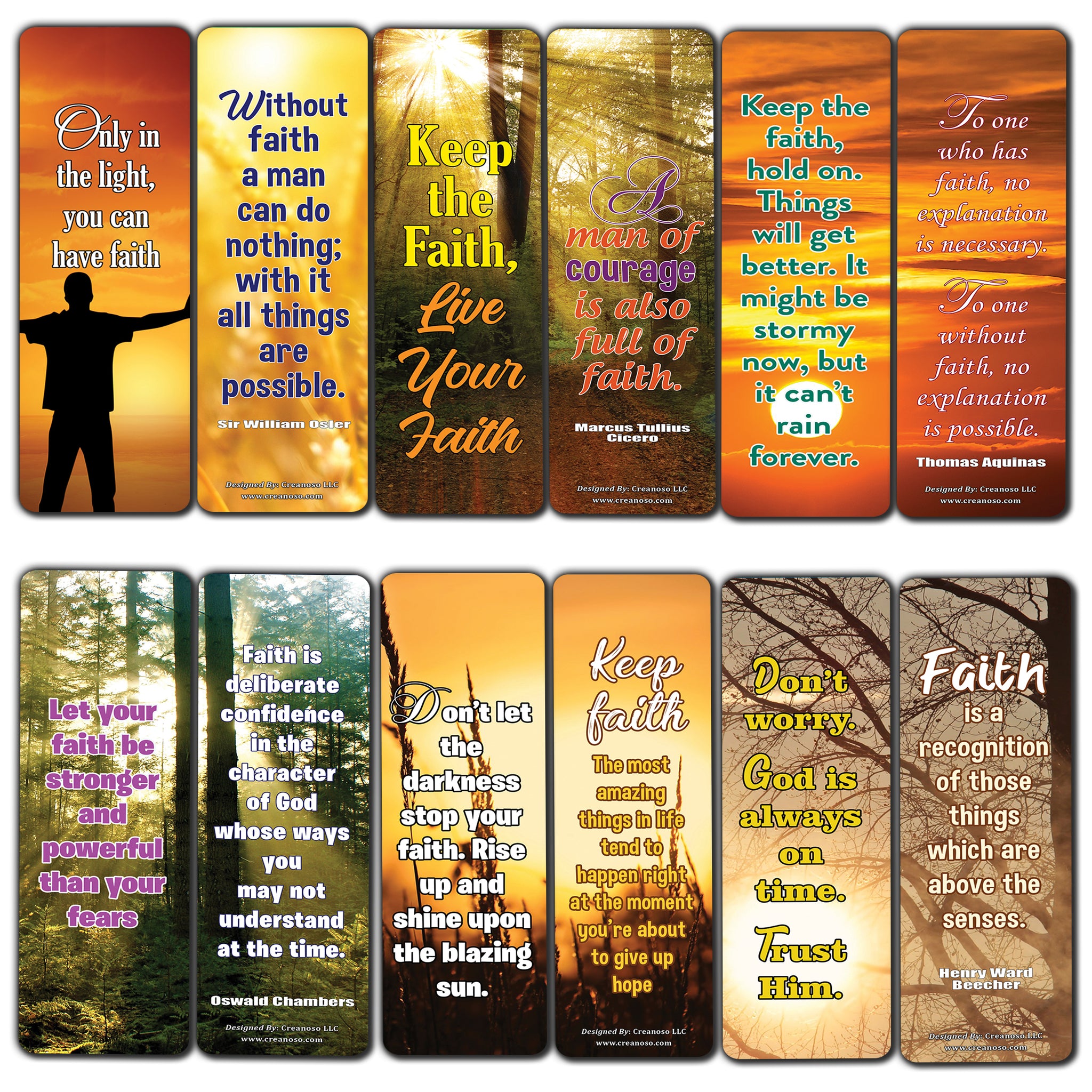 Creanoso Have Faith Quotes Sun Bookmarks (60-Pack) Ã¢â‚¬â€œ Great Party Favors Card Set Ã¢â‚¬â€œ Epic Collection Set Book Page Clippers Ã¢â‚¬â€œ Cool Gifts for Men, Women, Teens, Bookworms Ã¢â‚¬â€œ DIY Kit Ã¢â‚¬â€œ Teacher Rewards