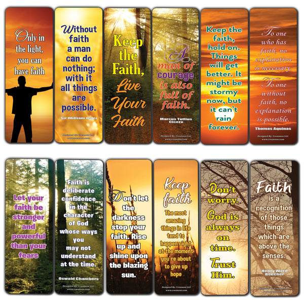 Creanoso Have Faith Inspirational Sayings Sun Bookmark Cards (12-Pack) â€“ Premium Gifts Bookmarks