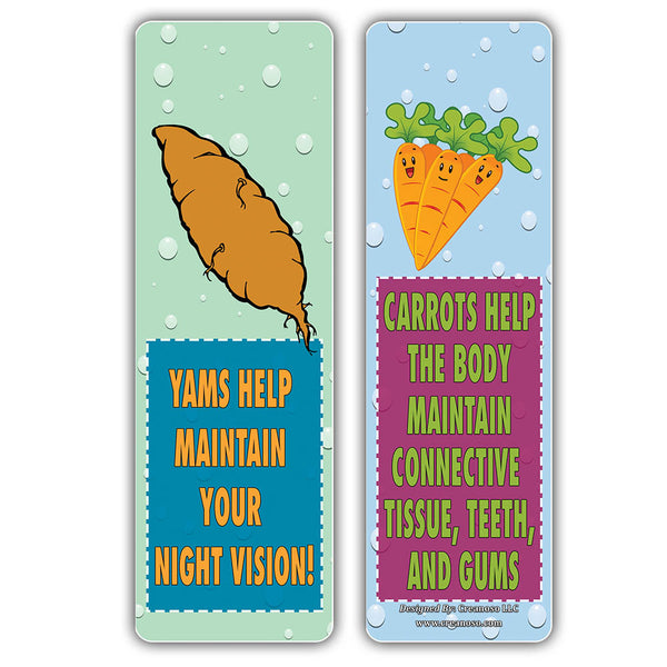 Creanoso Reasons to Eat Vegetables Educational Bookmark - Home Schooling Gifts - Awesome Learning Bookmarks for Children, Boys, Girls