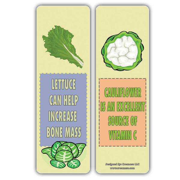 Creanoso Reasons to Eat Vegetables Educational Bookmark - Home Schooling Gifts - Awesome Learning Bookmarks for Children, Boys, Girls