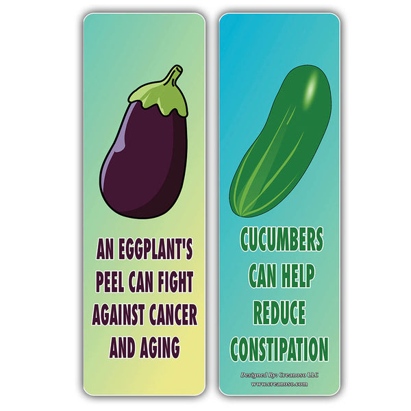 Creanoso Fun Reasons to Eat Vegetables Bookmarks (30-Pack) â€“ Awesome Learning Bookmarks for Children, Boys, Girls â€“ Unique Book Reading Page Binders â€“ Stocking Stuffers Gifts Rewards Token Ideas