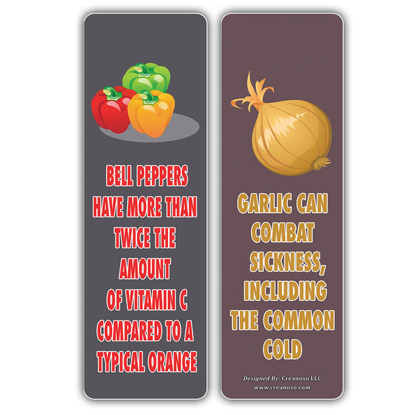 Creanoso Reasons to Eat Vegetables Educational Bookmark - Home Schooling Gifts - Awesome Learning Bookmarks for Children, Boys, Girls