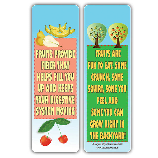 Creanoso Reasons to Eat Fruits Educational Bookmark Cards (30-Pack) â€“ Premium Gifts Bookmarkers â€“ Stocking Stuffers for Kids, Boys, Girls, Teens â€“ Office Supplies â€“ DIY Kit â€“ Home Schooling
