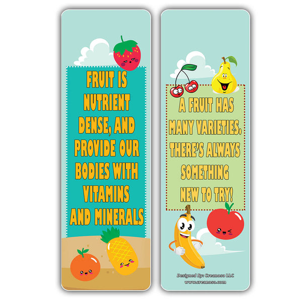 Creanoso Fun Reasons to Eat Fruits Bookmarks (60-Pack) Ã¢â‚¬â€œ Awesome Learning Bookmarks for Children, Boys, Girls Ã¢â‚¬â€œ Unique Book Reading Page Binders Ã¢â‚¬â€œ Stocking Stuffers Gifts Rewards Token Ideas