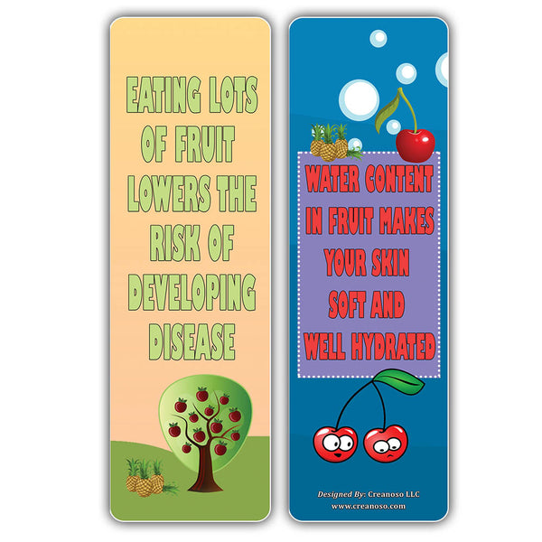 Creanoso Fun Reasons to Eat Fruits Bookmarks (60-Pack) Ã¢â‚¬â€œ Awesome Learning Bookmarks for Children, Boys, Girls Ã¢â‚¬â€œ Unique Book Reading Page Binders Ã¢â‚¬â€œ Stocking Stuffers Gifts Rewards Token Ideas