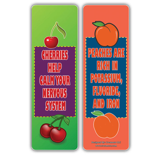 Creanoso Fun Reasons to Eat Fruits Bookmarks (60-Pack) Ã¢â‚¬â€œ Awesome Learning Bookmarks for Children, Boys, Girls Ã¢â‚¬â€œ Unique Book Reading Page Binders Ã¢â‚¬â€œ Stocking Stuffers Gifts Rewards Token Ideas