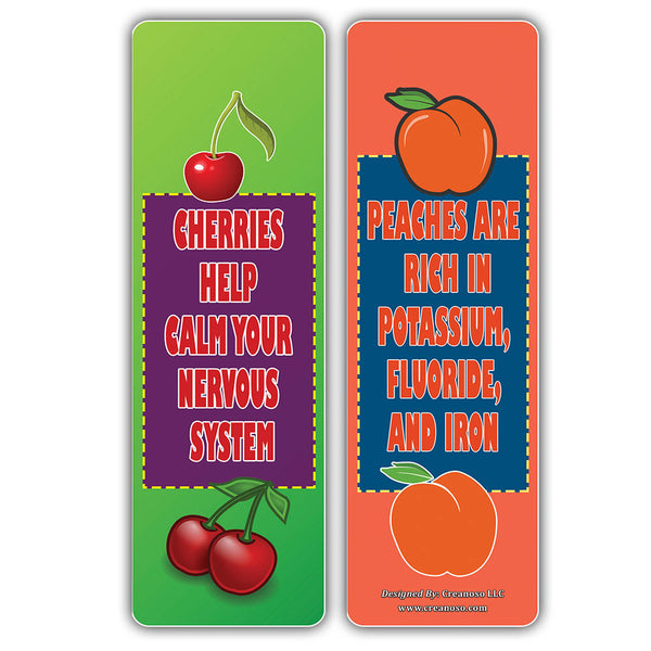 Creanoso Reasons to Eat Fruits Educational Bookmark - Home Schooling Gifts - Awesome Learning Bookmarks for Children, Boys, Girls