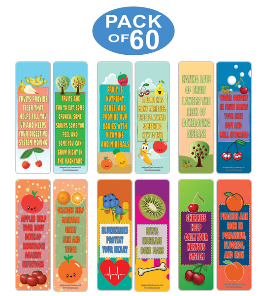 Creanoso Fun Reasons to Eat Fruits Bookmarks (60-Pack) Ã¢â‚¬â€œ Awesome Learning Bookmarks for Children, Boys, Girls Ã¢â‚¬â€œ Unique Book Reading Page Binders Ã¢â‚¬â€œ Stocking Stuffers Gifts Rewards Token Ideas