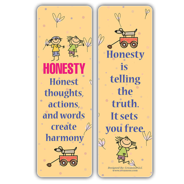 Creanoso Good Values Bookmarks for Kids Series 1 Bulk Pack (60-Pack) â€“ Great Party Favors Card Lot Set â€“ Epic Collection Set Book Page Clippers â€“ Cool Gifts for Children, Boys, Girls â€“ Teacher Rewards