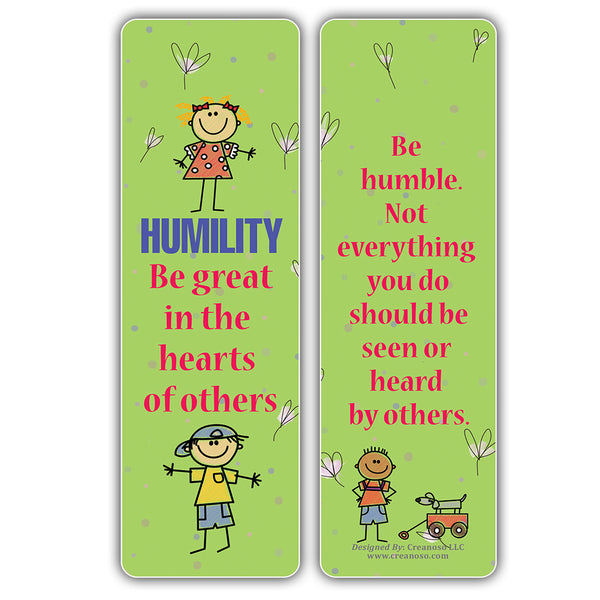 Creanoso Good Values Bookmarks for Kids Series 1 (30-Pack) â€“ Awesome Bookmarks for Young Bookworm â€“ Unique Book Reading Page Binders â€“ Stocking Stuffers Gifts Rewards Token Ideas