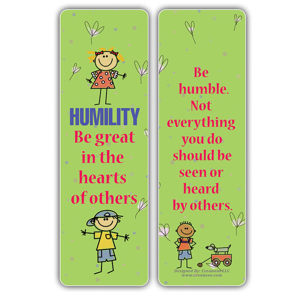 Creanoso Good Values Bookmarks for Kids Series 1 Bulk Pack (60-Pack) â€“ Great Party Favors Card Lot Set â€“ Epic Collection Set Book Page Clippers â€“ Cool Gifts for Children, Boys, Girls â€“ Teacher Rewards