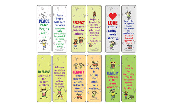 Creanoso Good Values Bookmarks for Kids Series 1 Bulk Pack (60-Pack) â€“ Great Party Favors Card Lot Set â€“ Epic Collection Set Book Page Clippers â€“ Cool Gifts for Children, Boys, Girls â€“ Teacher Rewards