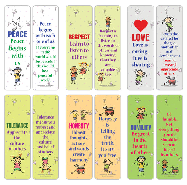 Creanoso Good Values Bookmarks for Kids Series 1 (30-Pack) â€“ Awesome Bookmarks for Young Bookworm â€“ Unique Book Reading Page Binders â€“ Stocking Stuffers Gifts Rewards Token Ideas