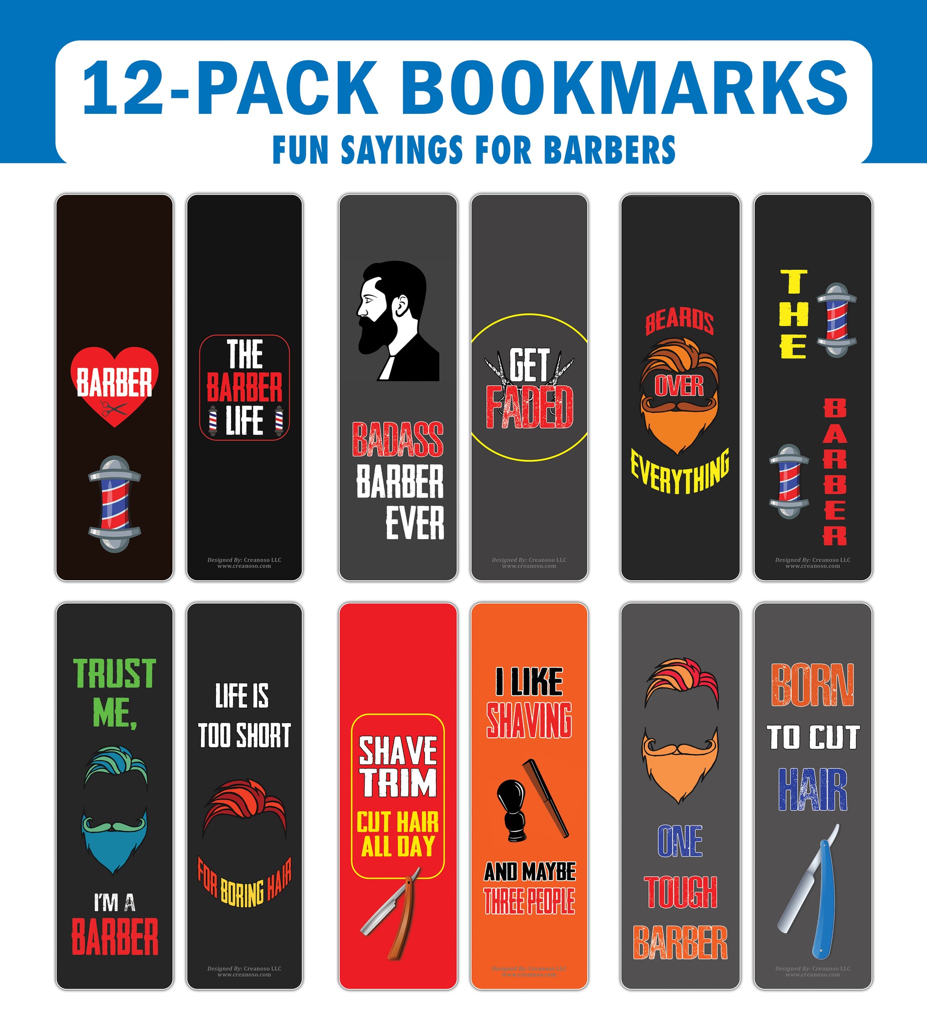 I am a Barber Bookmarks (2-Sets X 6 Cards)