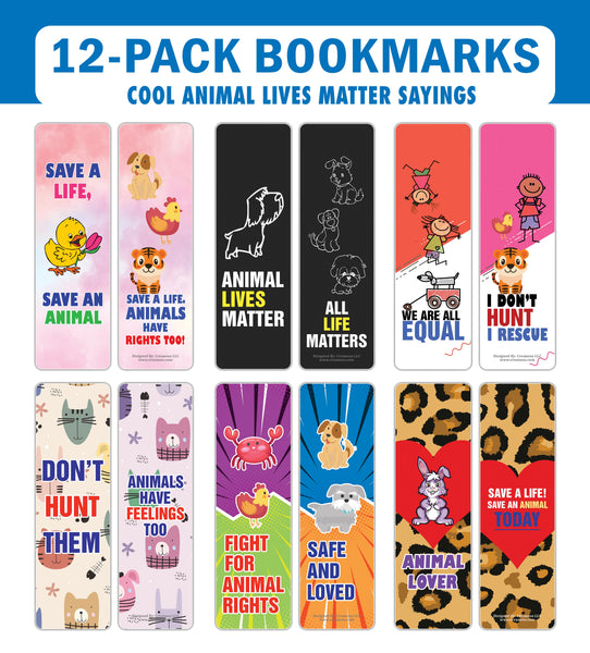 Animal Lives Matter Bookmarks (2-Sets X 6 Cards)