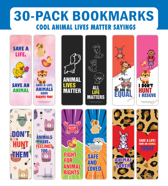 Animal Lives Matter Bookmarks (5-Sets X 6 Cards)