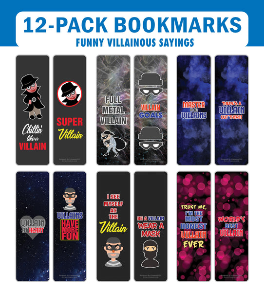 Funny Villainous Sayings Bookmarks (2-Sets X 6 Cards)