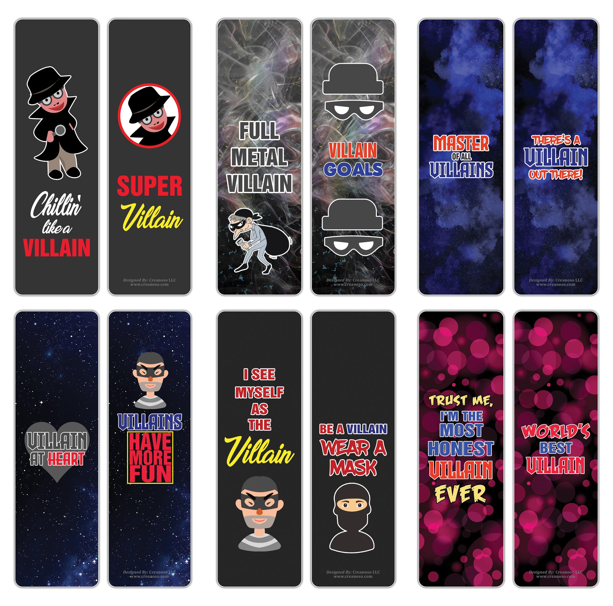 Funny Villainous Sayings Bookmarks (10-Sets X 6 Cards)