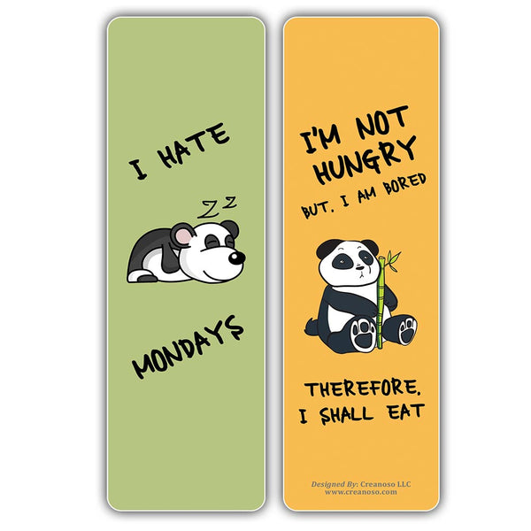 Creanoso Bored Animal Sayings Bookmarks - Panda Theme (10-Sets X 6 Cards) â€“ Daily Inspirational Card Set â€“ Interesting Book Page Clippers â€“ Great Gifts for Adults and Professionals