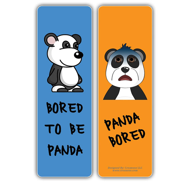 Creanoso Bored Animal Sayings Bookmarks - Panda Theme (10-Sets X 6 Cards) â€“ Daily Inspirational Card Set â€“ Interesting Book Page Clippers â€“ Great Gifts for Adults and Professionals