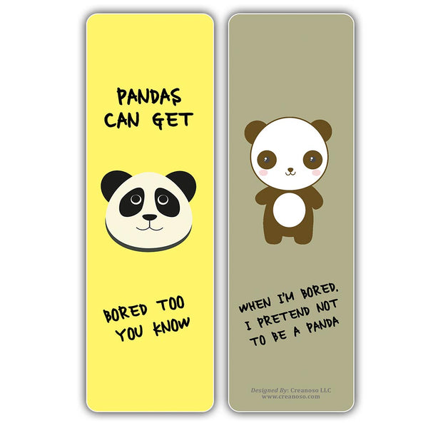 Creanoso Bored Animal Sayings Bookmarks - Panda Theme (10-Sets X 6 Cards) â€“ Daily Inspirational Card Set â€“ Interesting Book Page Clippers â€“ Great Gifts for Adults and Professionals
