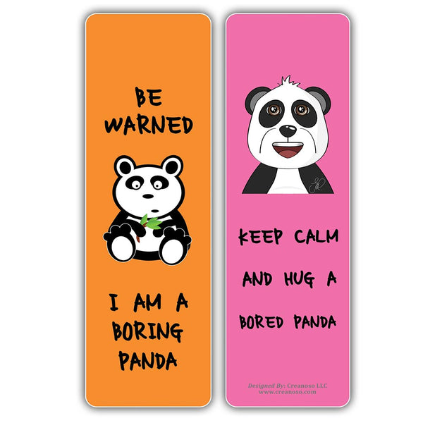 Creanoso Bored Animal Sayings Bookmarks - Panda Theme (10-Sets X 6 Cards) â€“ Daily Inspirational Card Set â€“ Interesting Book Page Clippers â€“ Great Gifts for Adults and Professionals