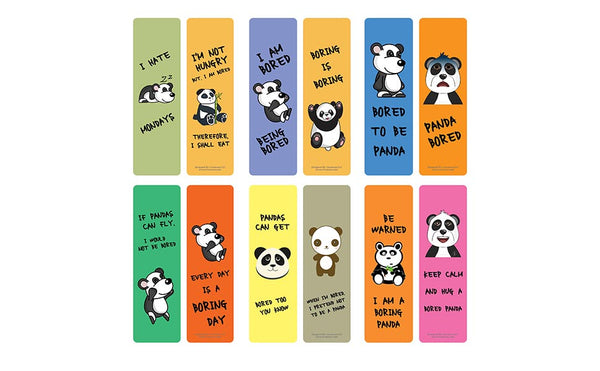 Creanoso Bored Animal Sayings Bookmarks - Panda Theme (10-Sets X 6 Cards) â€“ Daily Inspirational Card Set â€“ Interesting Book Page Clippers â€“ Great Gifts for Adults and Professionals