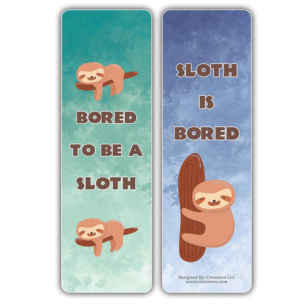 Creanoso Bored Animal Sayings Bookmarks - Sloth Theme (5-Sets X 6 Cards) â€“ Daily Inspirational Card Set â€“ Interesting Book Page Clippers â€“ Great Gifts for Adults and Professionals