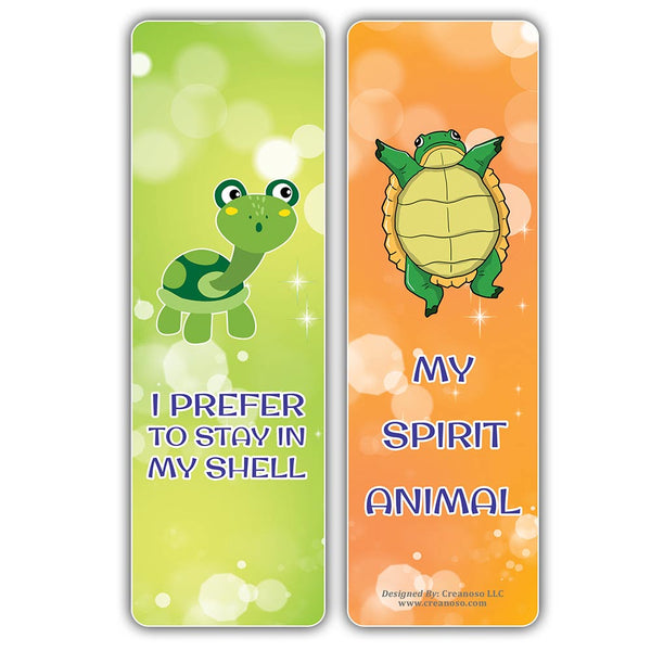 Creanoso Bored Animal Sayings Bookmarks - Turtle Theme (2-Sets X 6 Cards) â€“ Daily Inspirational Card Set â€“ Interesting Book Page Clippers â€“ Great Gifts for Adults and Professionals