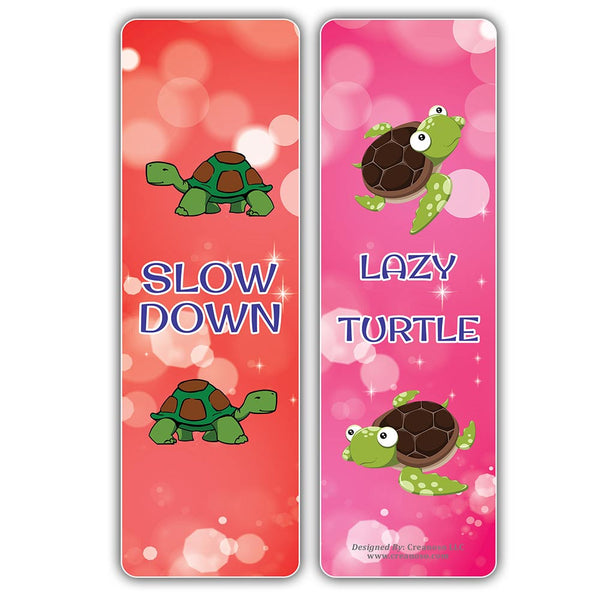 Creanoso Bored Animal Sayings Bookmarks - Turtle Theme (2-Sets X 6 Cards) â€“ Daily Inspirational Card Set â€“ Interesting Book Page Clippers â€“ Great Gifts for Adults and Professionals