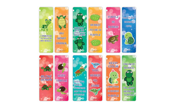 Creanoso Bored Animal Sayings Bookmarks - Turtle Theme (5-Sets X 6 Cards)â€“ Daily Inspirational Card Set â€“ Interesting Book Page Clippers â€“ Great Gifts for Adults and Professionals